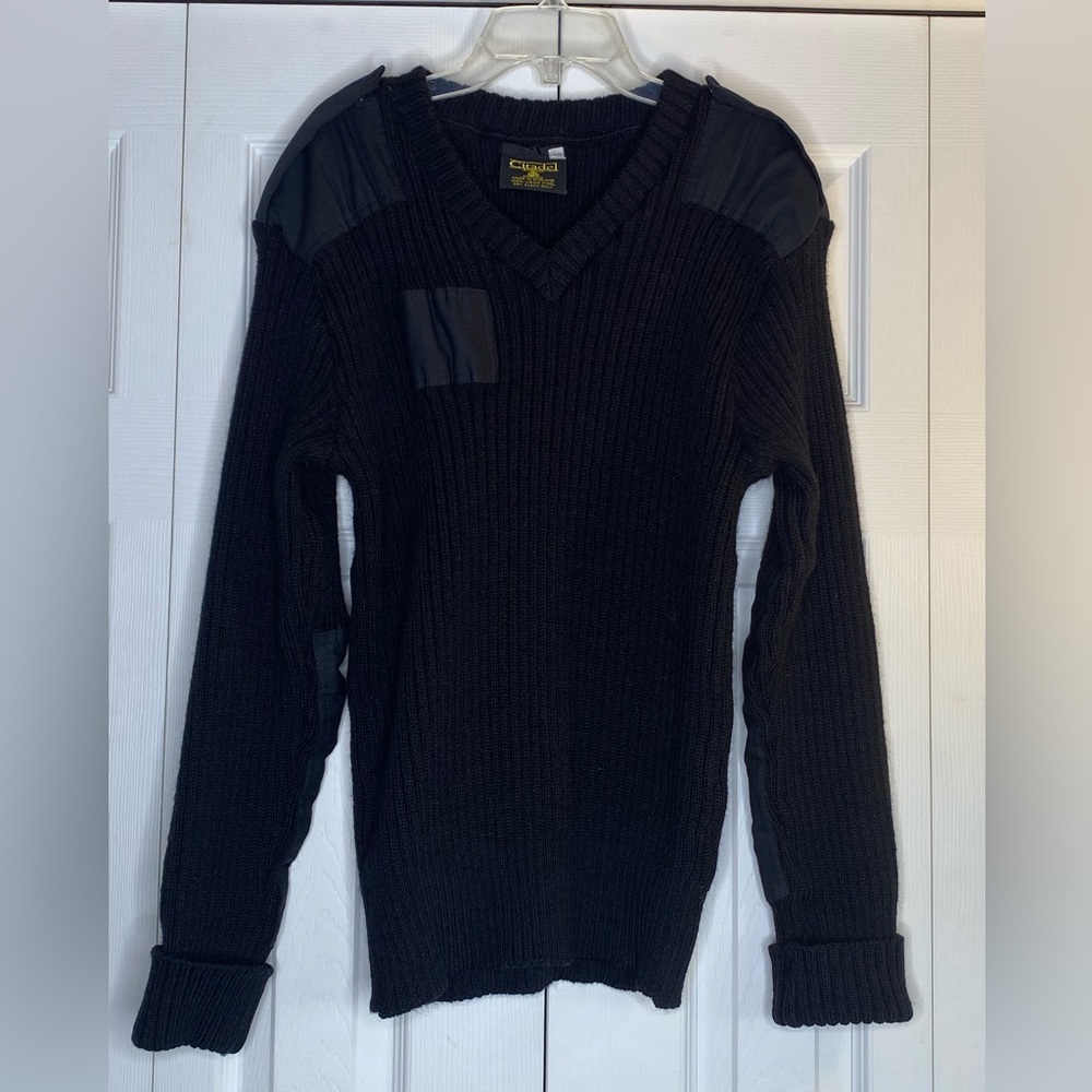 Men's Citadel Wool Sweater Made in England Ribbed Military Elbow Patches Size 44